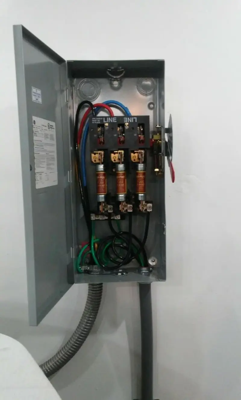 Three-phase disconnect switch installed for Electrical Wiring & Rewiring in Napoleon